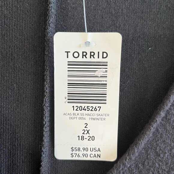 Torrid Dress Black V Neck Short Sleeves Hacci Skater Dress Sz 2X (2) NWT - Picture 11 of 11